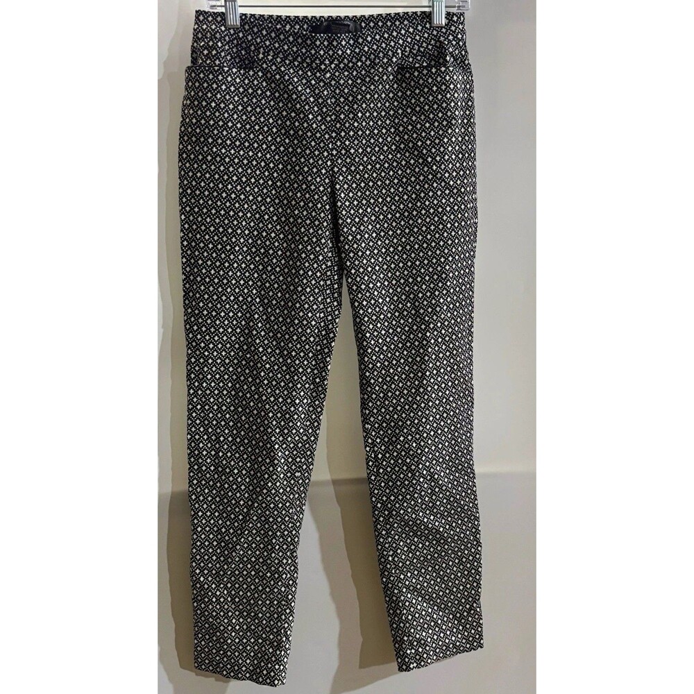 89TH & MADISON Women’s Black/White Geometric Cropped Nylon/Spandex Pants, M